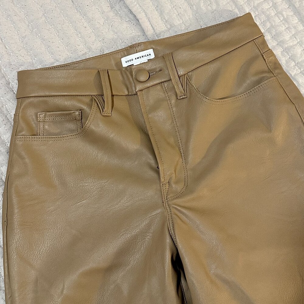 Ultra Soft Good American Icon Camel or Tan Leather Pants Super Stretchy